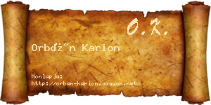 Orbán Karion névjegykártya