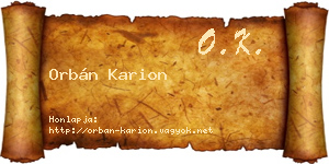 Orbán Karion névjegykártya